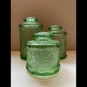 RARE Beautiful Vintage Green Tiara Canisters